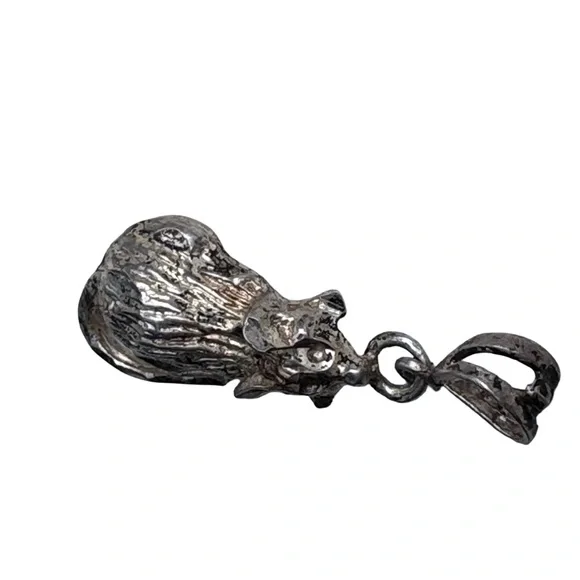Solid Sterling Silver Rat Mouse Varmint Full Body Vintage Pendant Chinese Zodiac